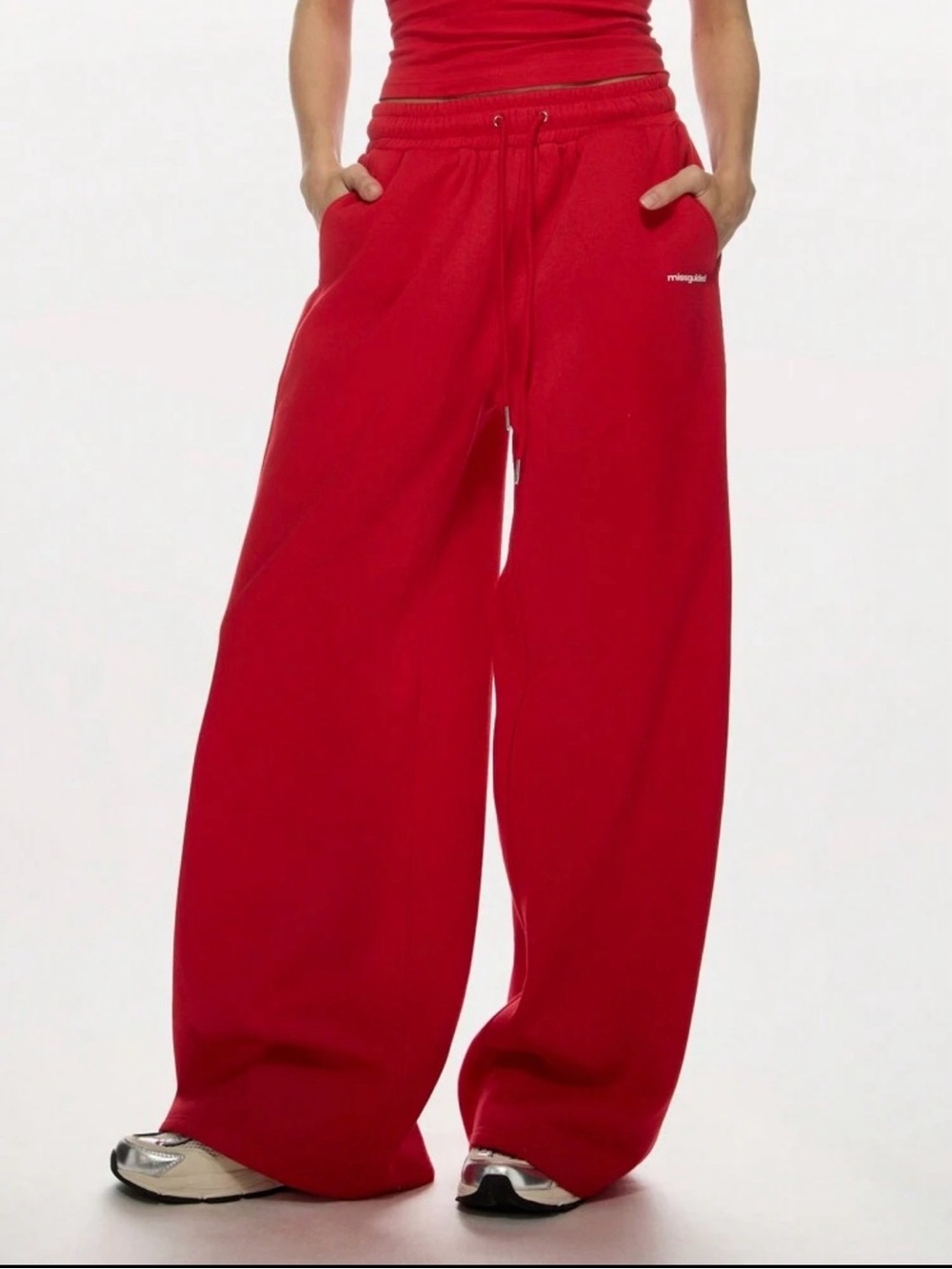 Missguided Bright Red Wide Leg Sweatpants